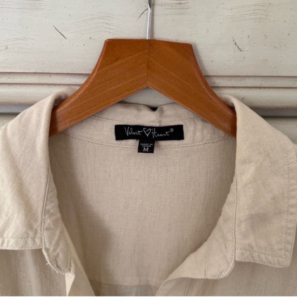 Vici Oatmeal Linen Pocketed Romper - Picture 5 of 6